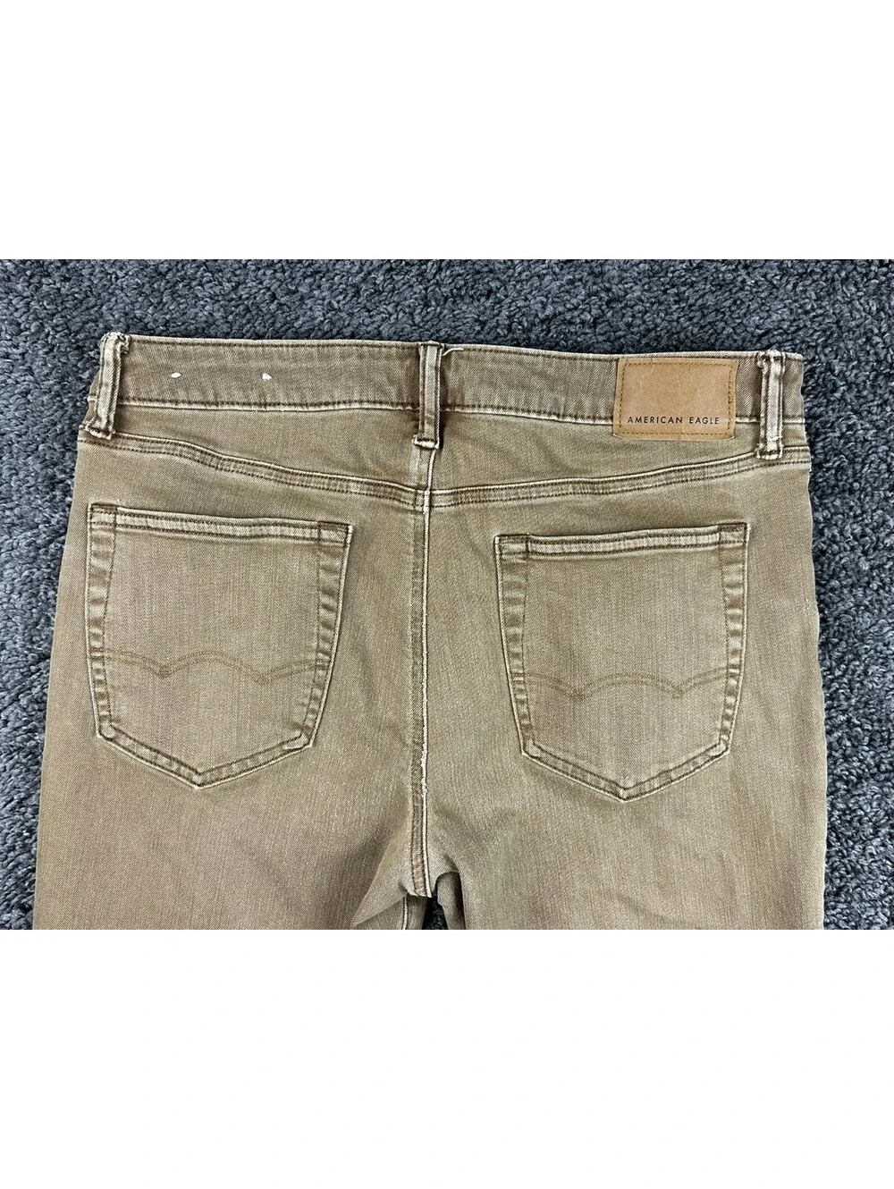 American Eagle Mens AirFlex+ Jeans Tan Brown Slim Straight Stretch Denim 32x32
